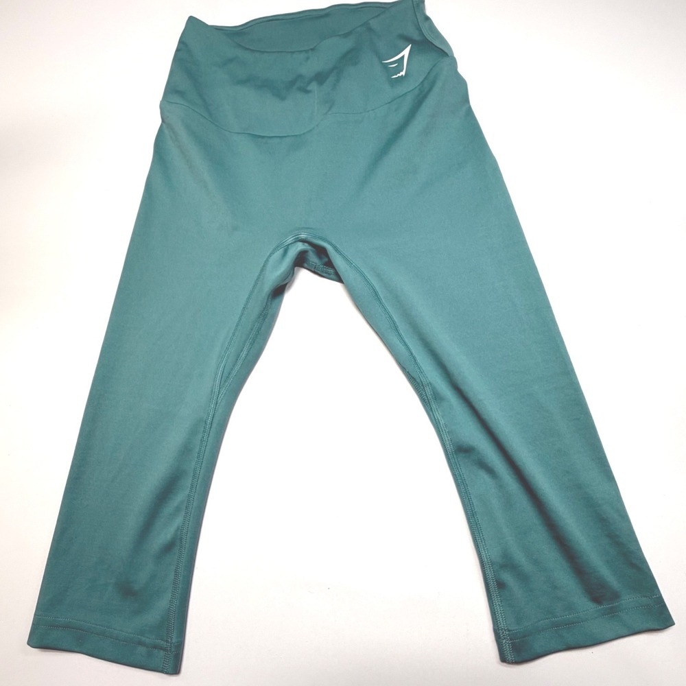 Gymshark High Waisted Cropped Leggings Womens Small Green Athletic
